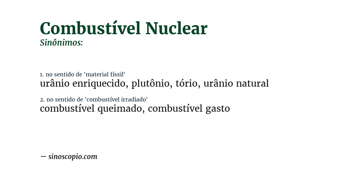 Sinônimo de combustível nuclear