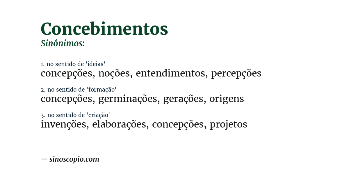 Sinônimo de concebimentos