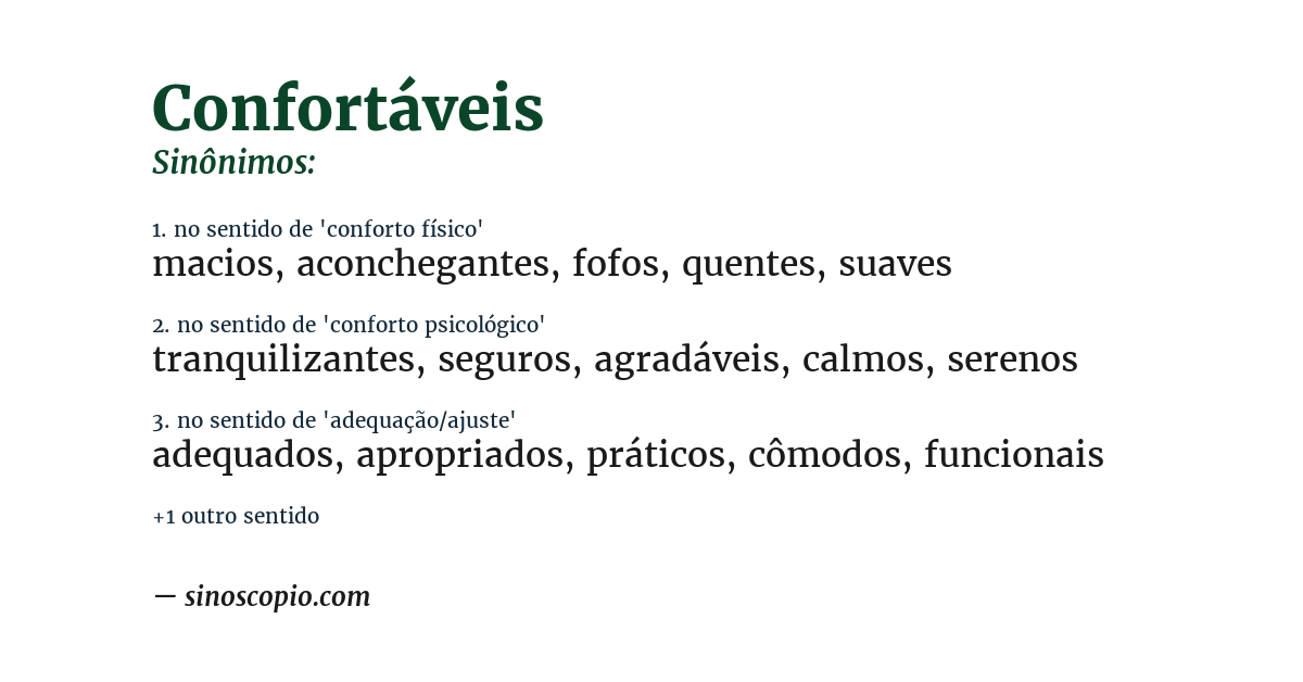 Sinônimo de confortáveis