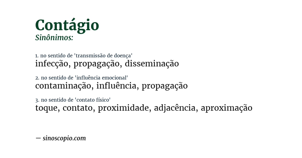 Sinônimo de contágio