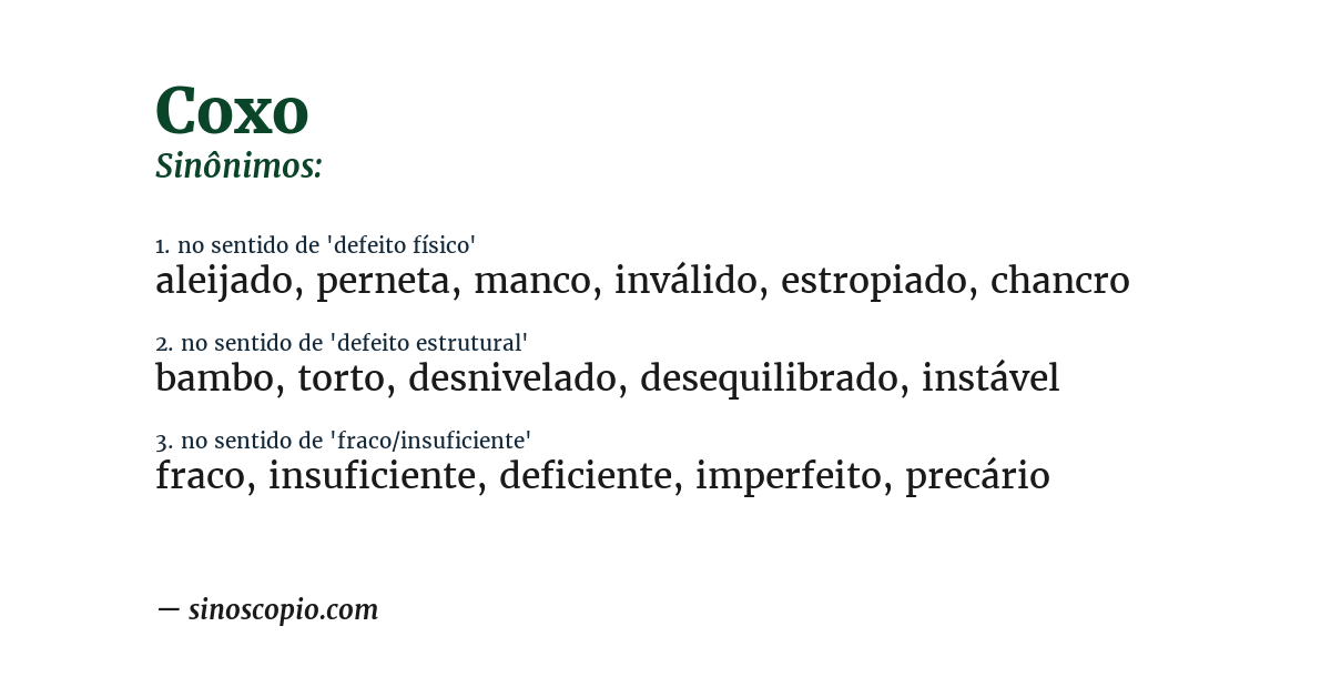 Sinônimo de coxo