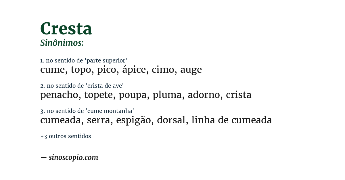 Sinônimo de cresta