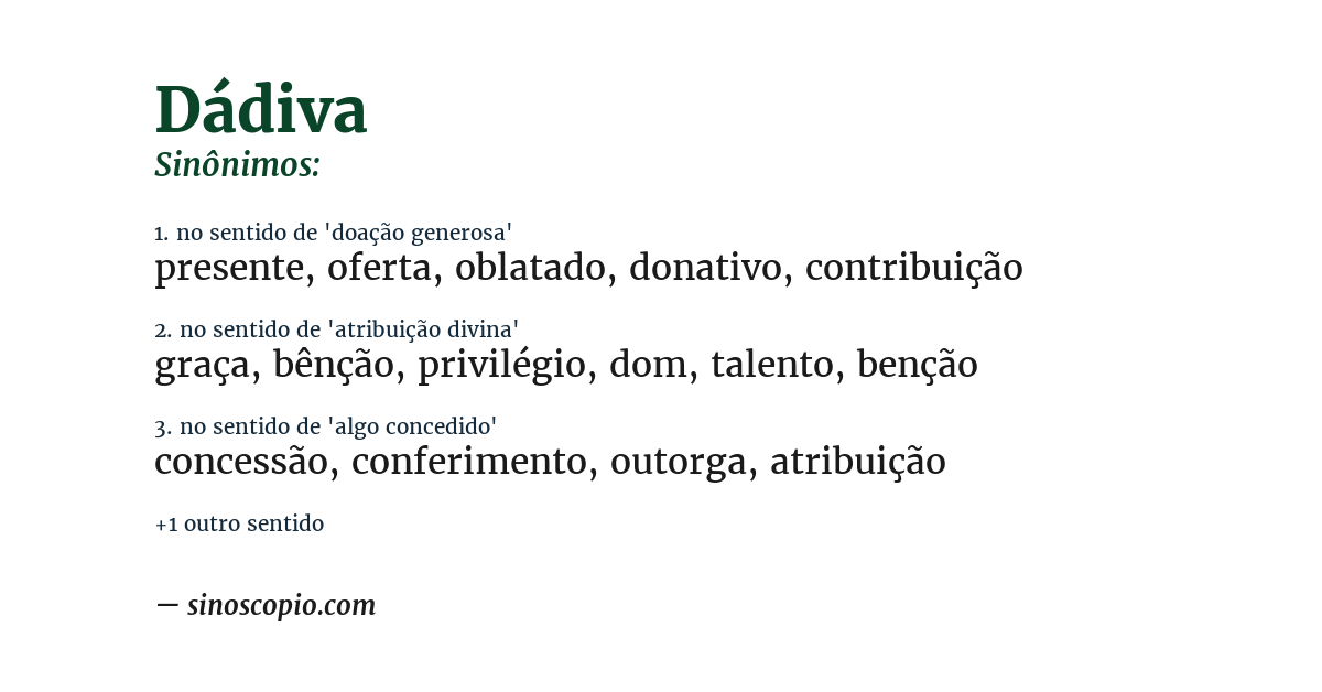Sinônimo de dádiva