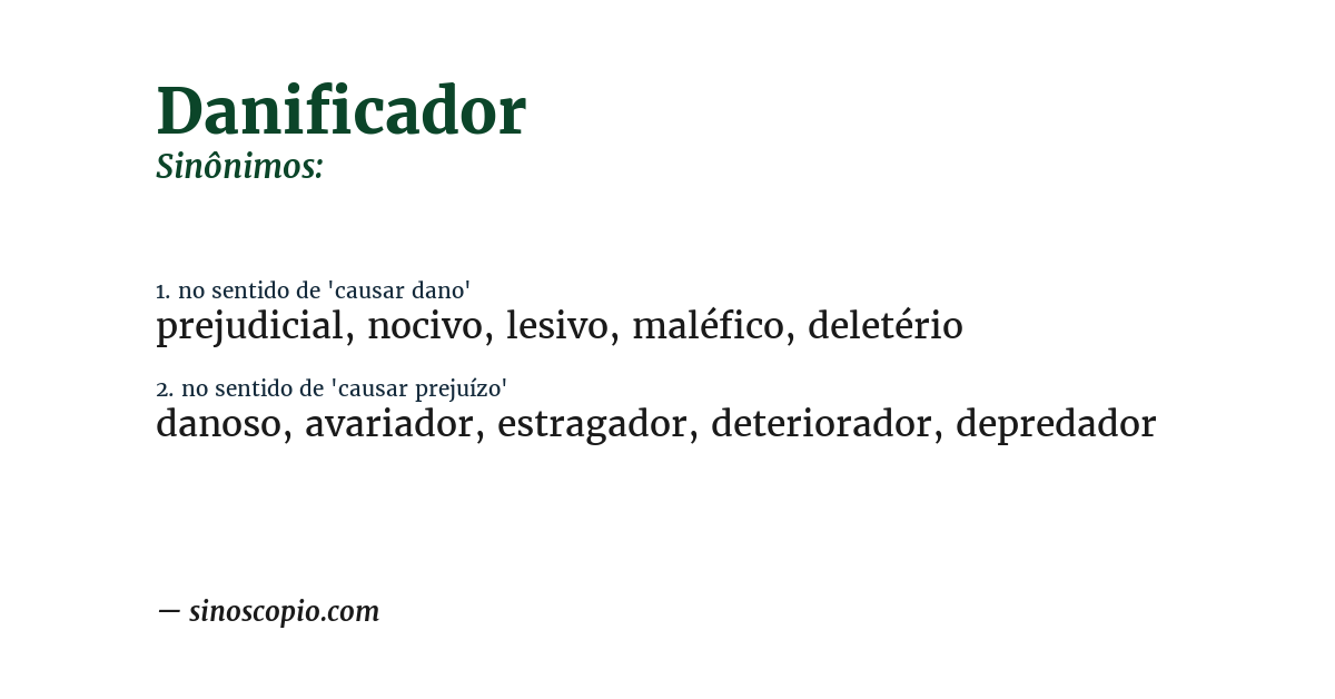 Sinônimo de danificador