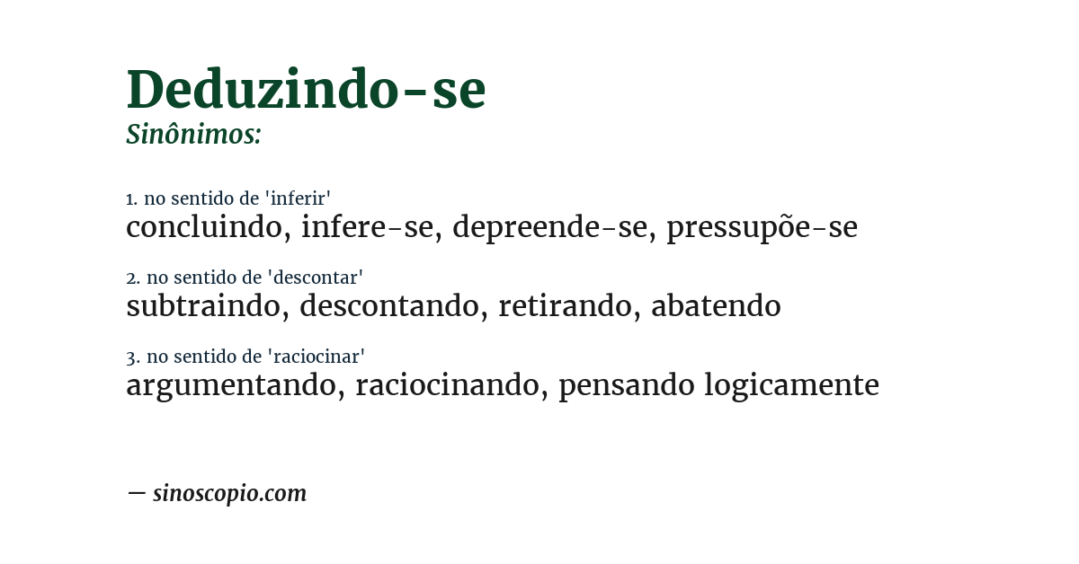 Sinônimo de deduzindo-se