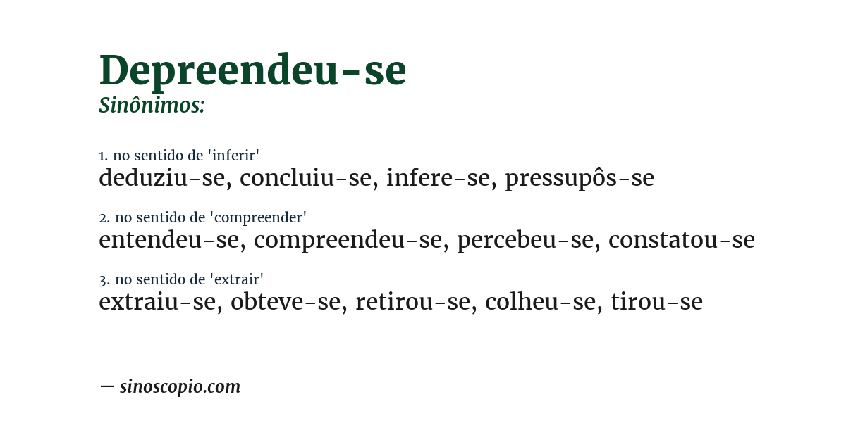 Sinônimo de depreendeu-se