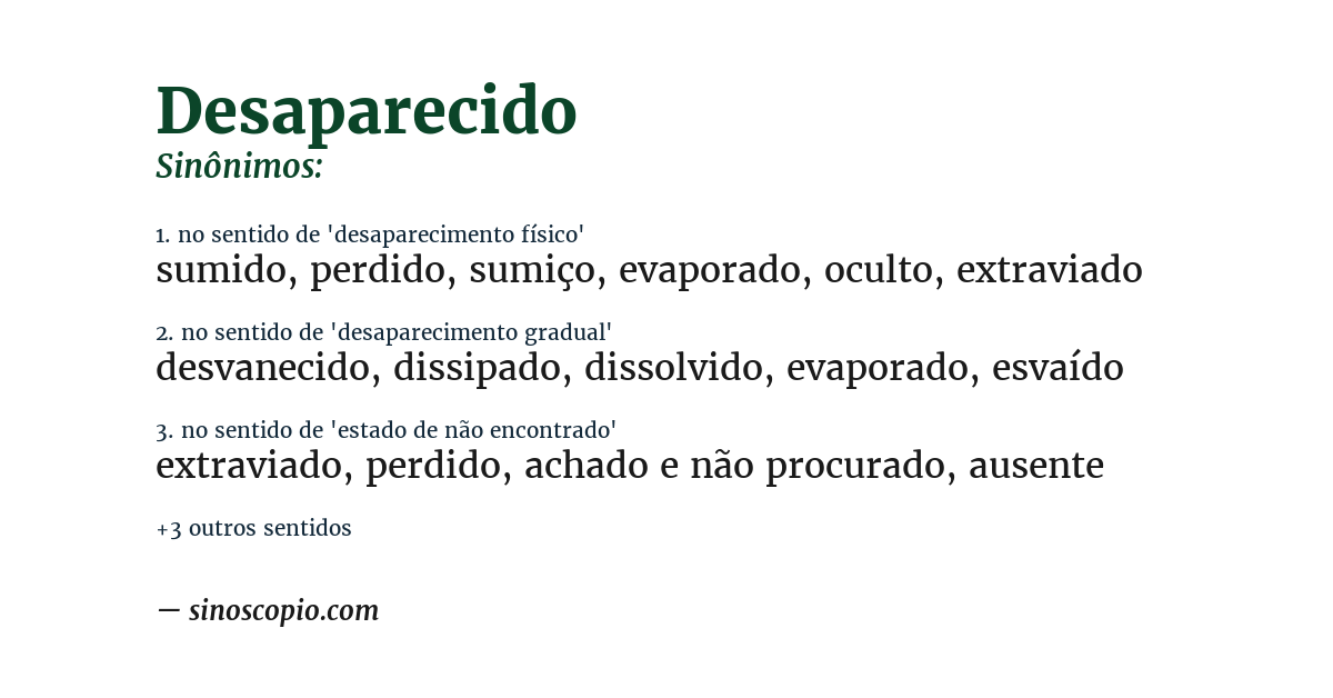 Sinônimo de desaparecido