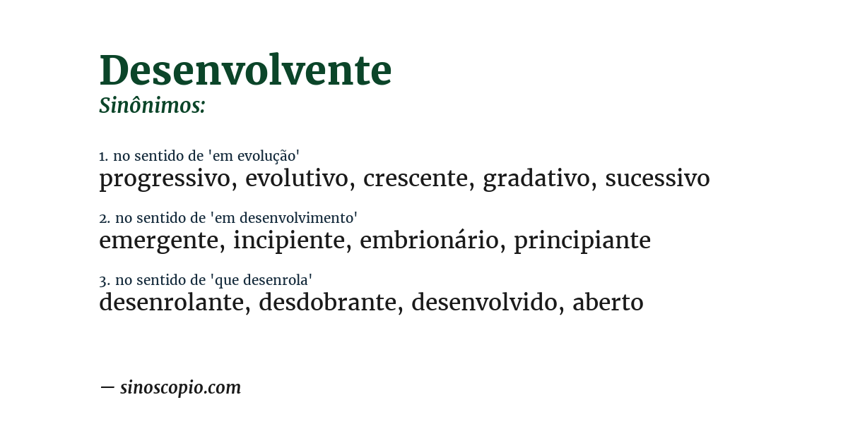Sinônimo de desenvolvente