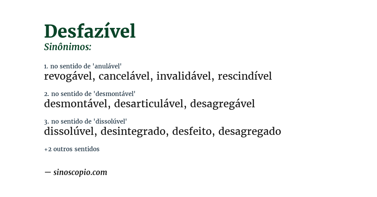 Sinônimo de desfazível