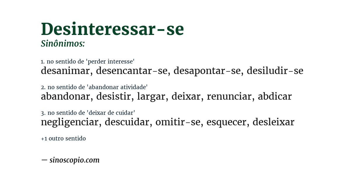 Sinônimo de desinteressar-se