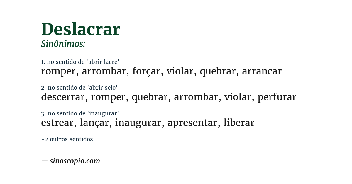Sinônimo de deslacrar