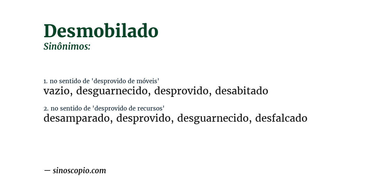 Sinônimo de desmobilado