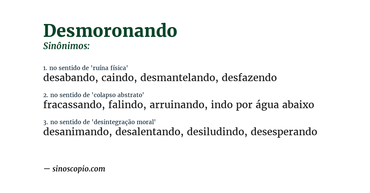 Sinônimo de desmoronando