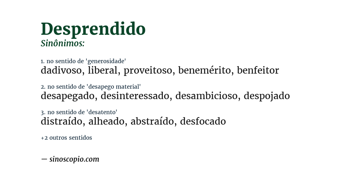 Sinônimo de desprendido