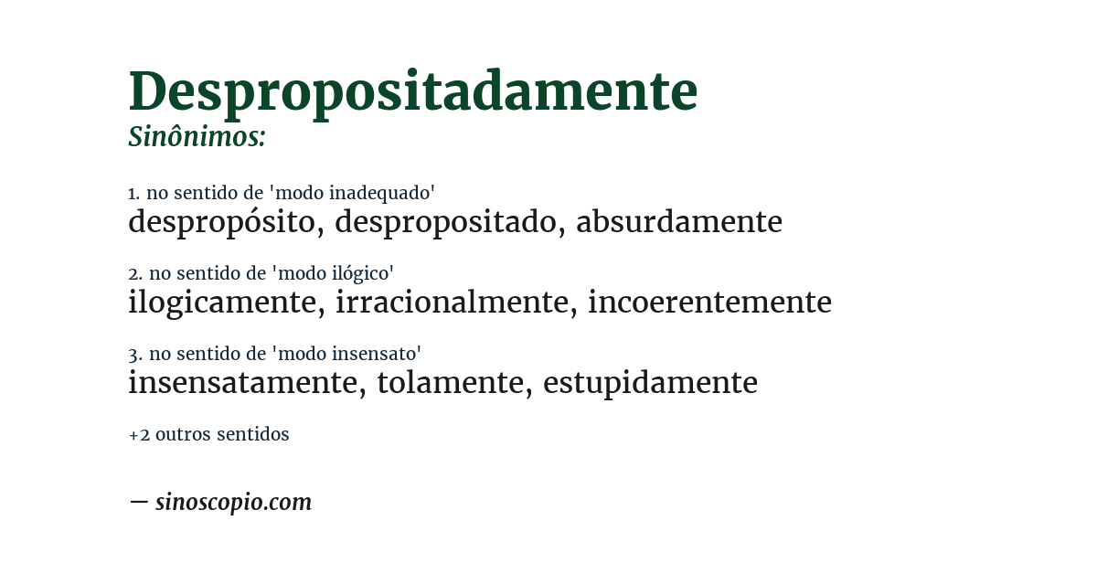 Sinônimo de despropositadamente