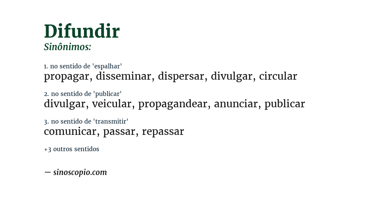 Sinônimo de difundir