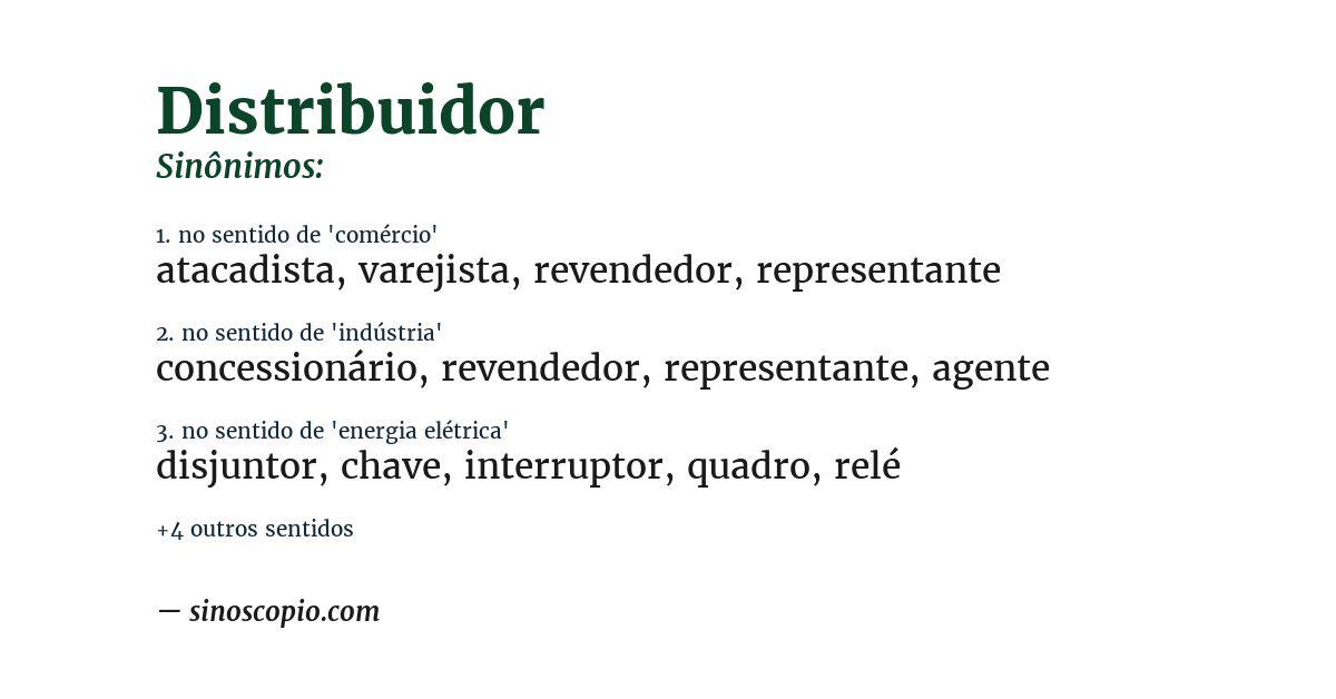 Sinônimo de distribuidor