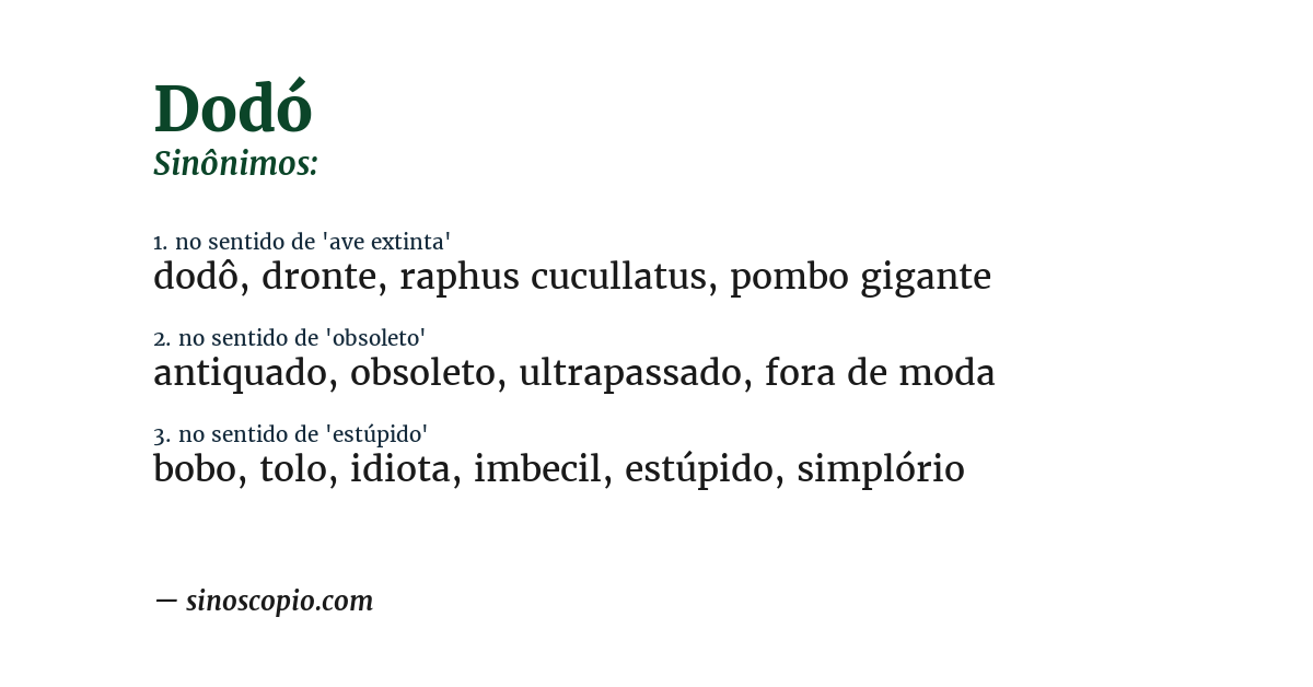Sinônimo de dodó