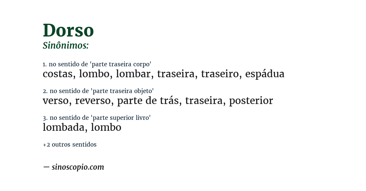 Sinônimo de dorso