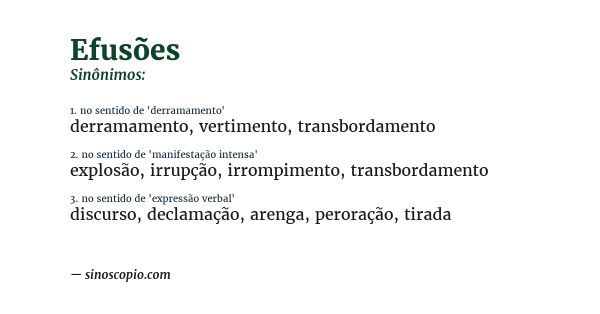 Sinônimo de efusões