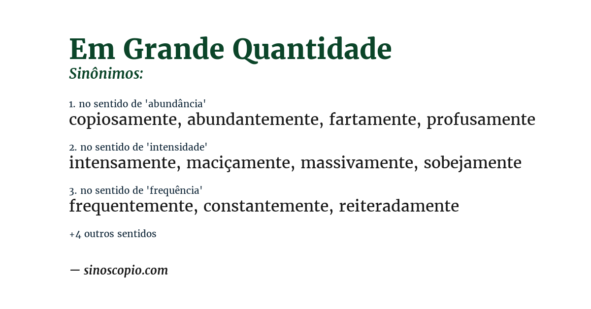 Sinônimo de em grande quantidade
