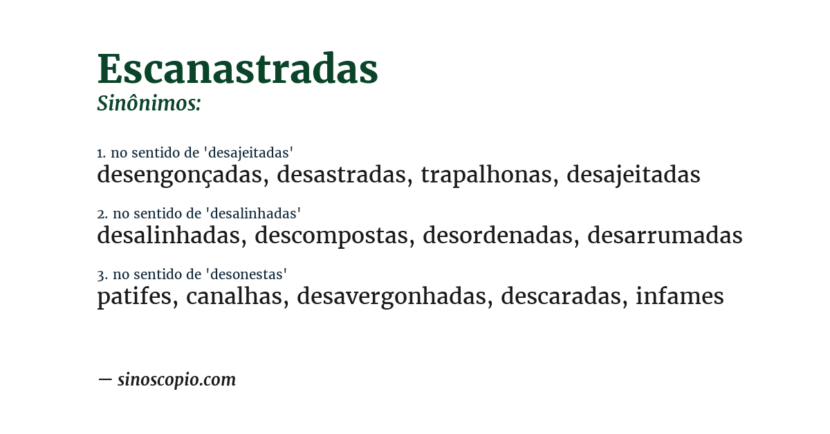 Sinônimo de escanastradas