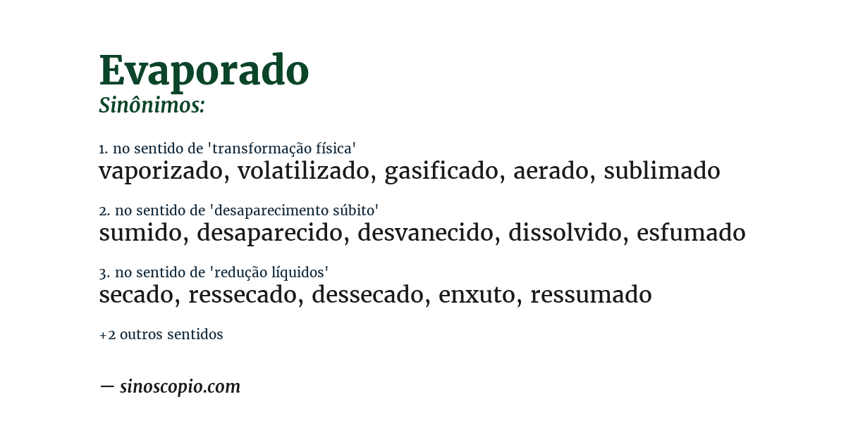 Sinônimo de evaporado