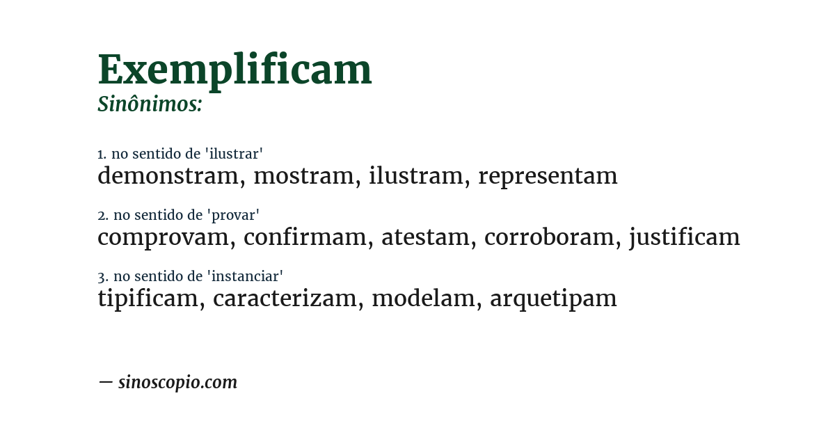 Sinônimo de exemplificam