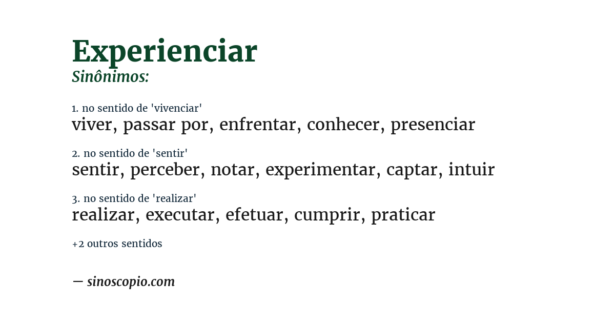 Sinônimo de experienciar