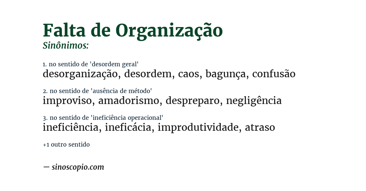 Sinônimo de falta de organização