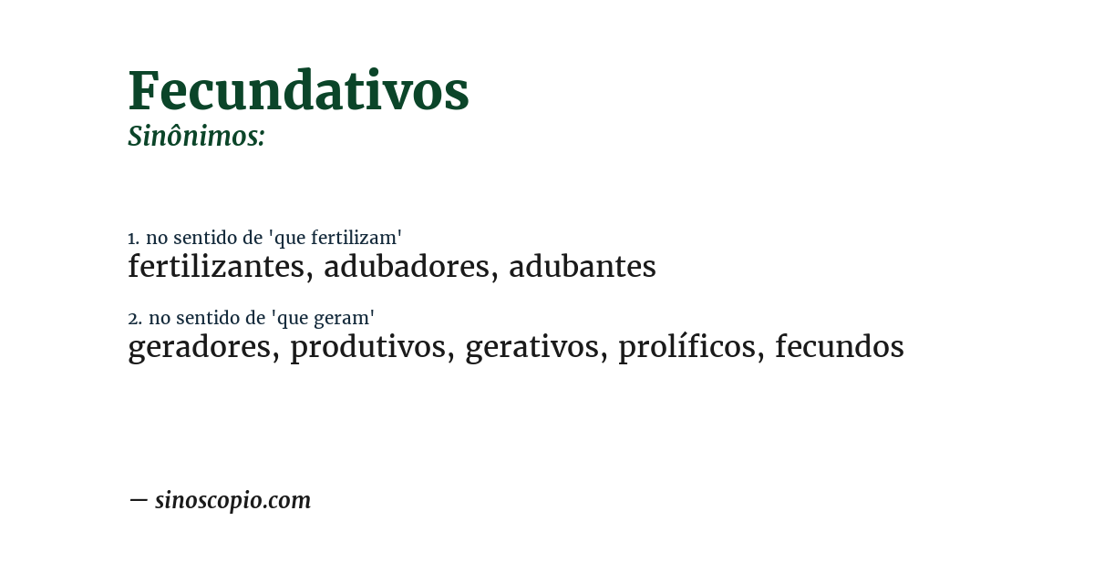 Sinônimo de fecundativos