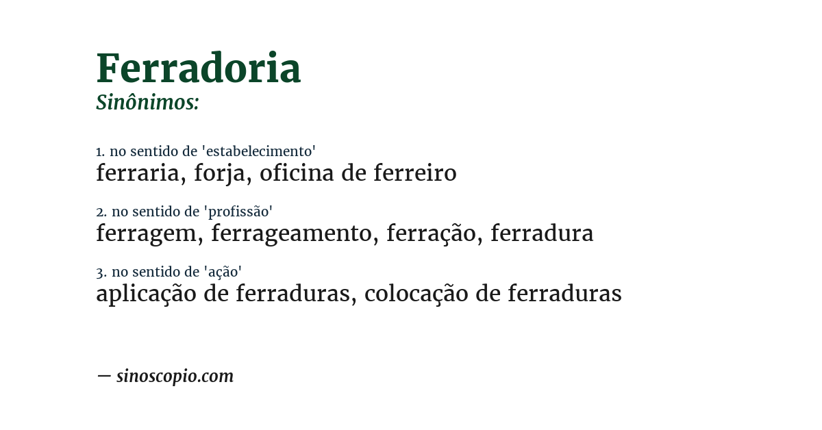 Sinônimo de ferradoria