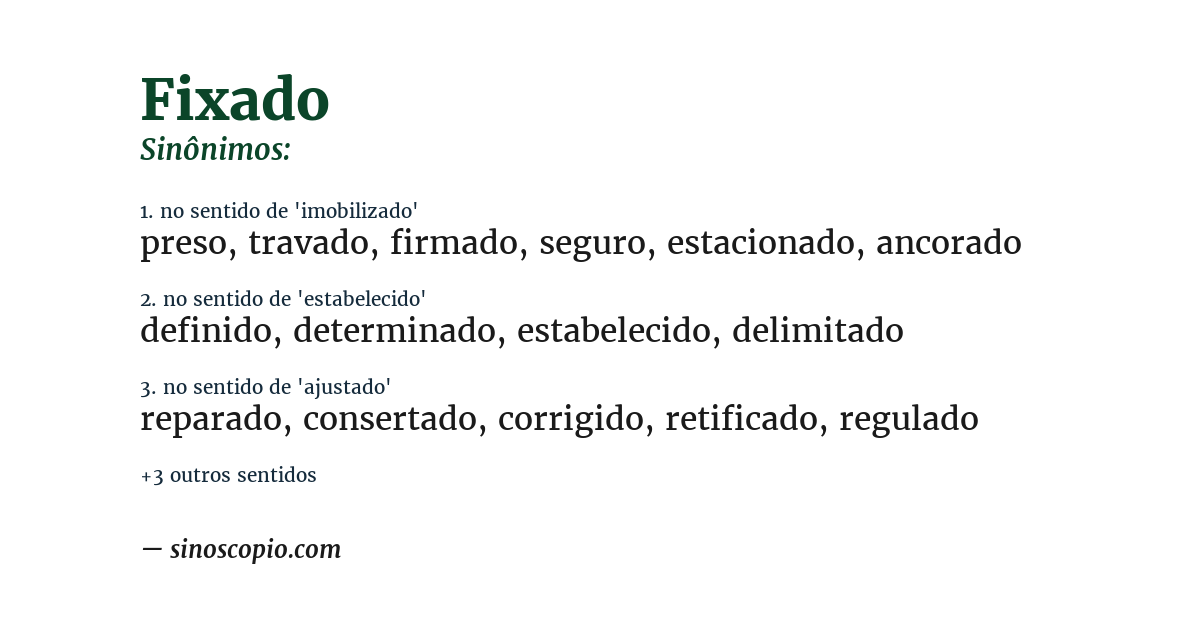 Sinônimo de fixado