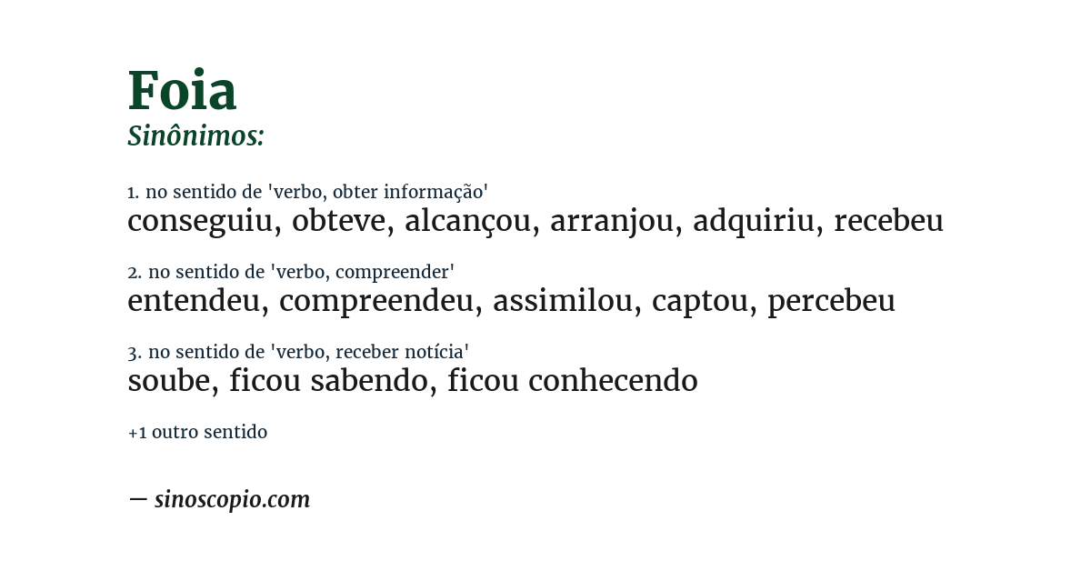 Sinônimo de foia