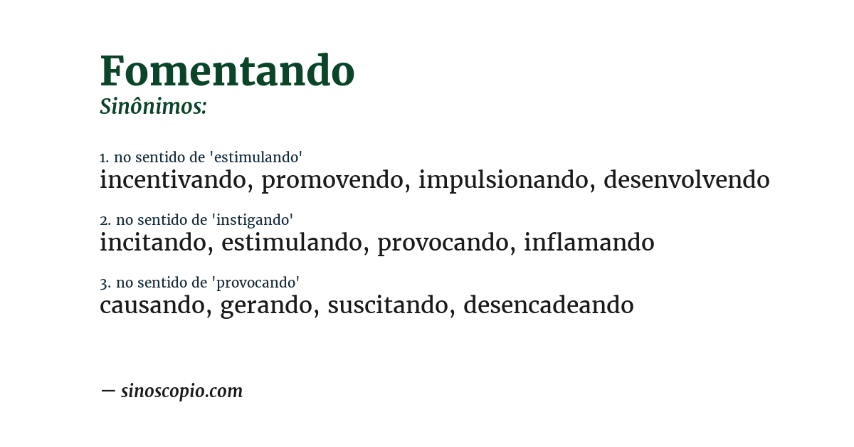 Sinônimo de fomentando