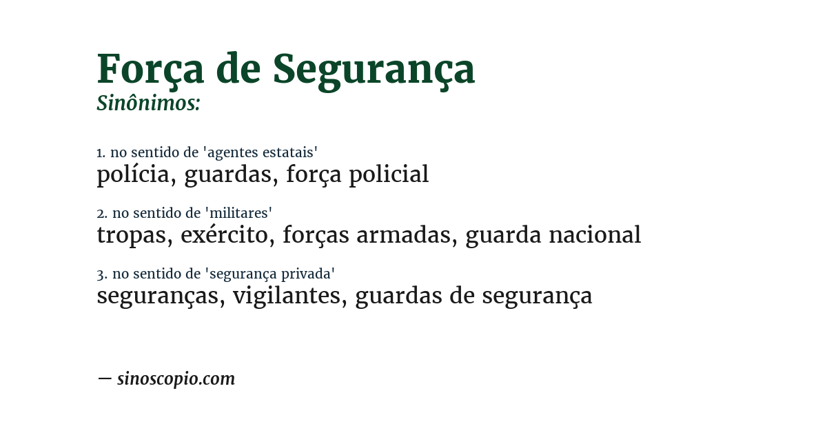 Sinônimo de força de segurança