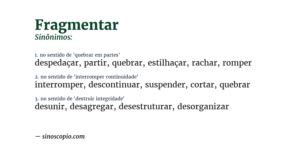 Sinônimo de fragmentar