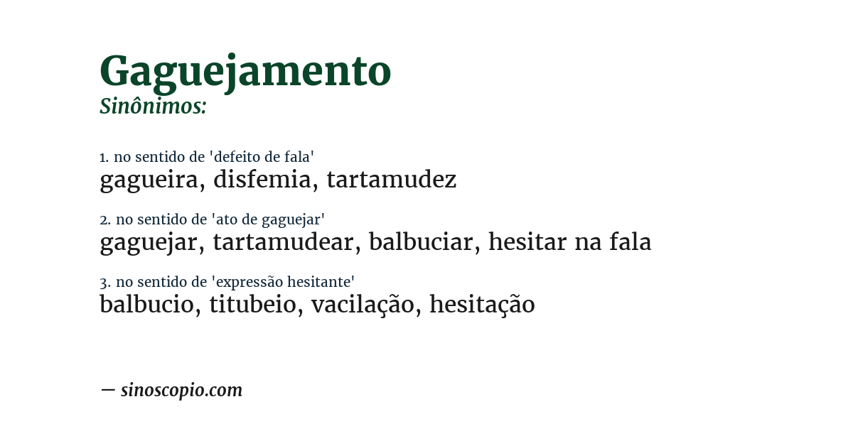 Sinônimo de gaguejamento