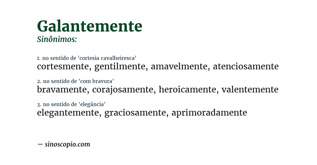 Sinônimo de galantemente