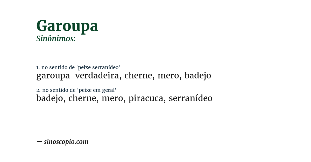 Sinônimo de garoupa