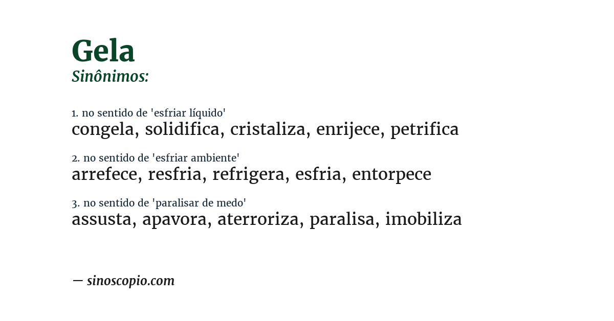 Sinônimo de gela