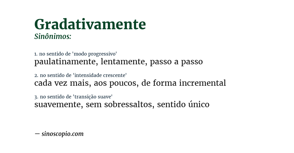 Sinônimo de gradativamente
