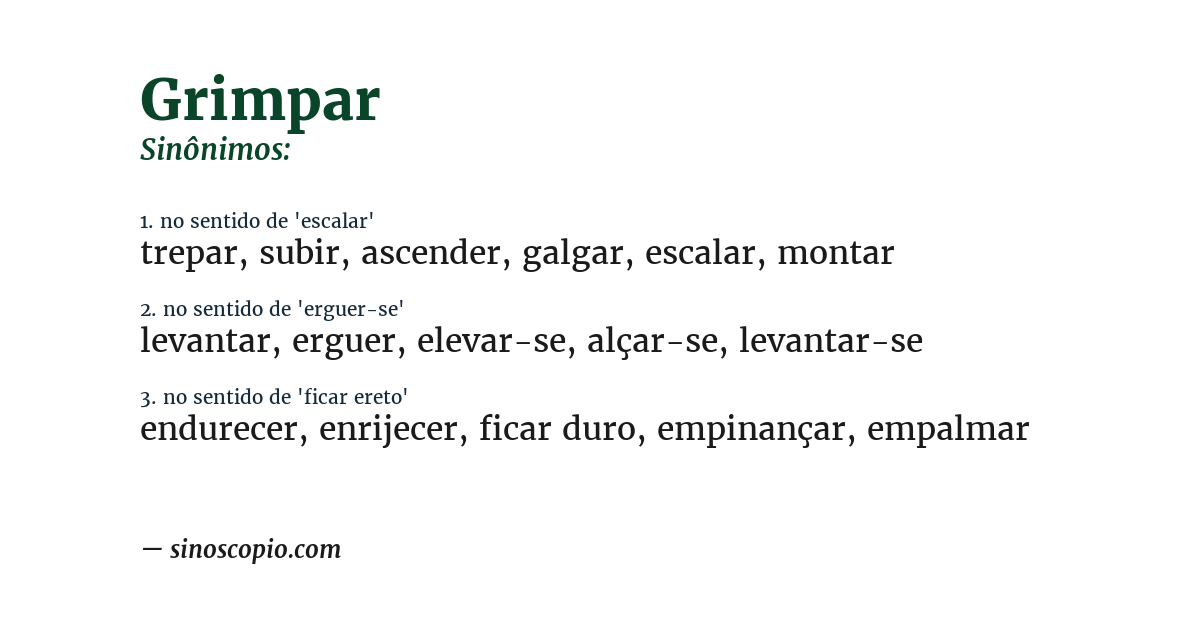 Sinônimo de grimpar
