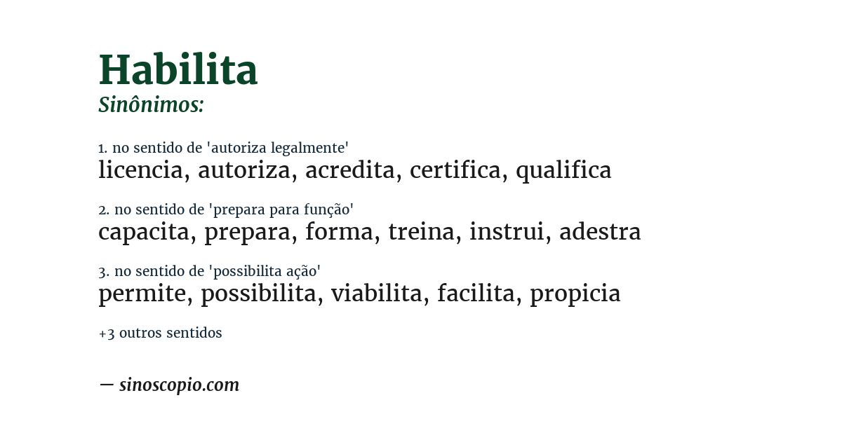 Sinônimo de habilita