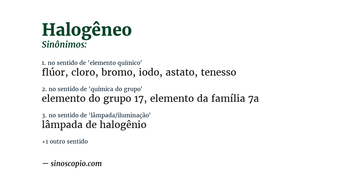 Sinônimo de halogêneo