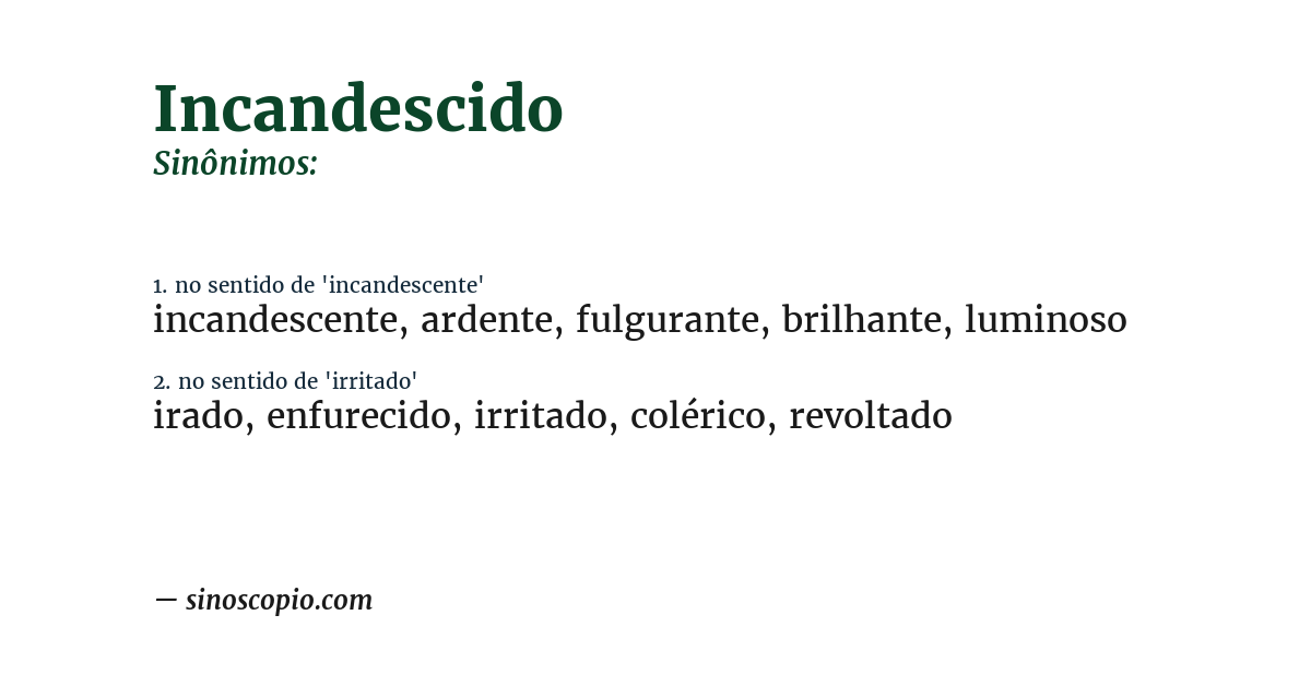 Sinônimo de incandescido