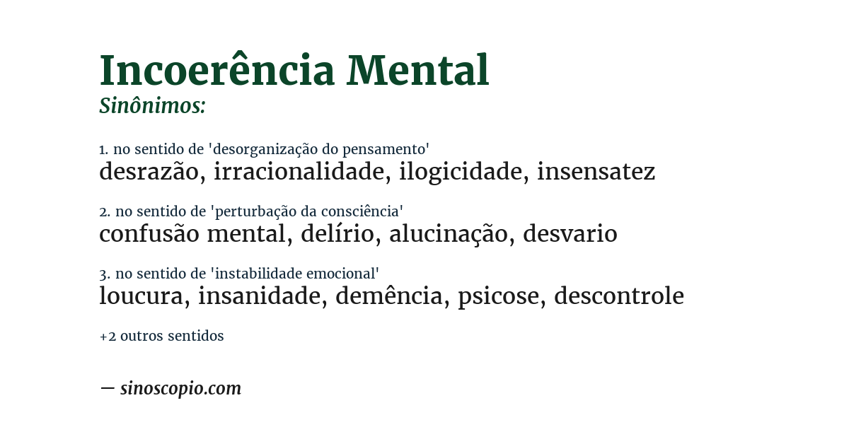 Sinônimo de incoerência mental
