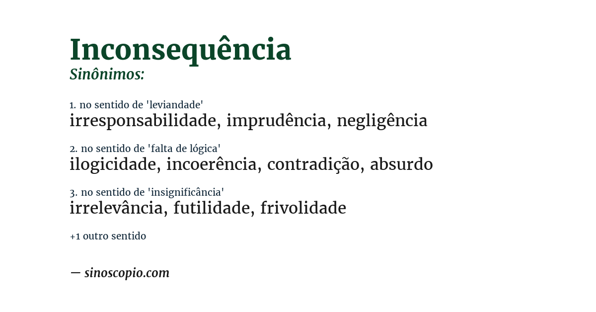 Sinônimo de inconsequência