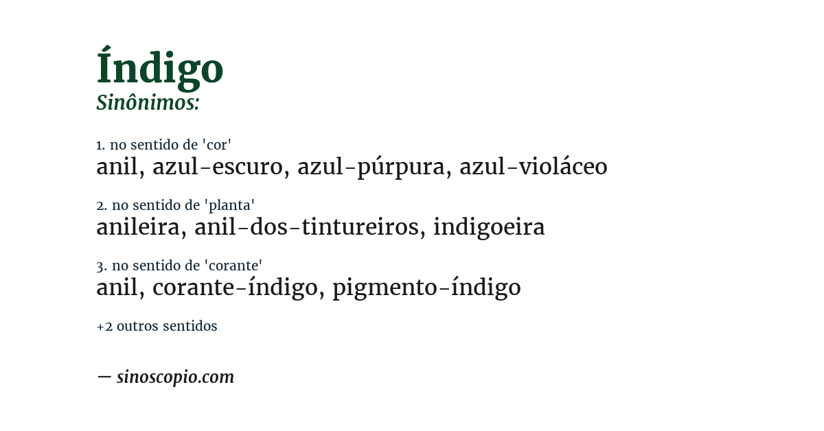 Sinônimo de índigo