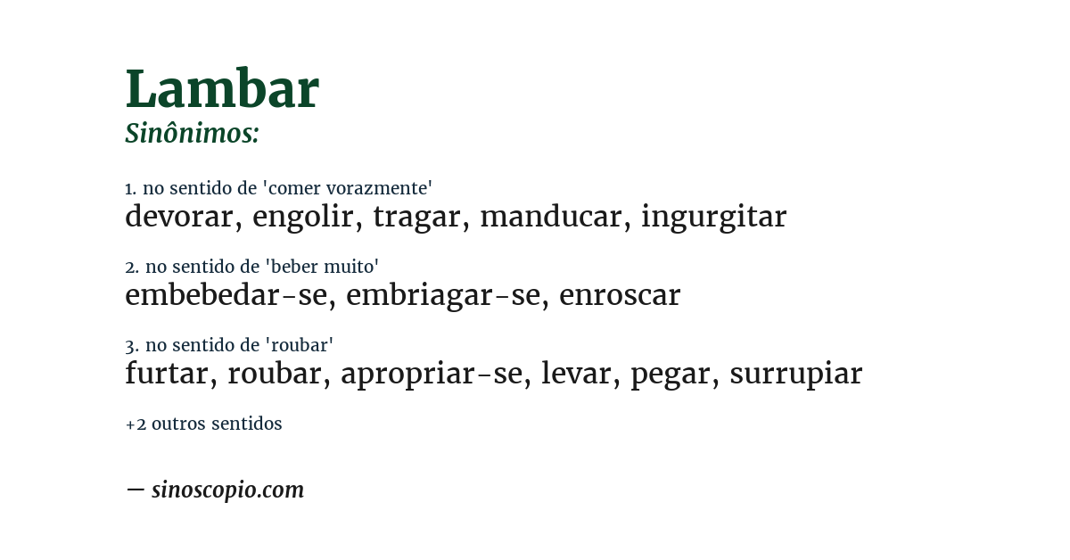 Sinônimo de lambar